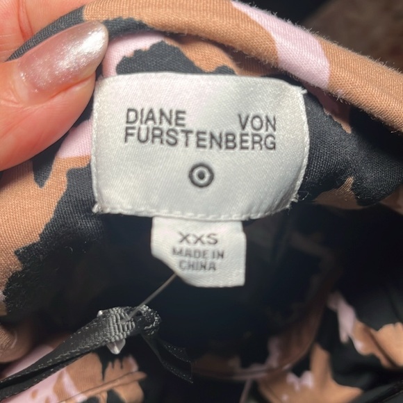 NWT Diane Von Furstenberg pink, black and brown long romper size XXS - Picture 9 of 11